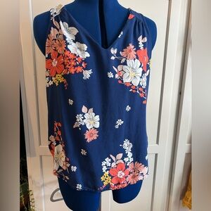 Old Navy Navy Floral Sleeveless Summer Top Sz L